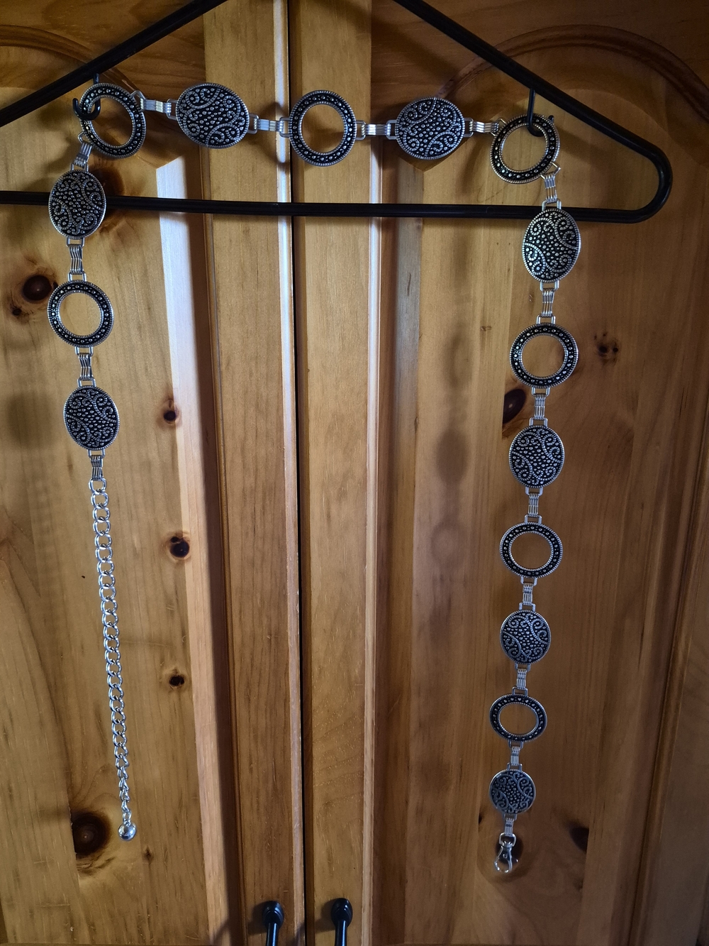 Source Unknown Silver and Black Filigree Link Belt